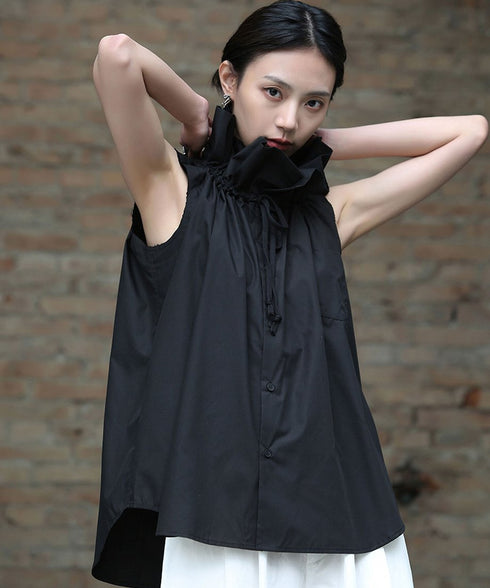 Gather Stand Collar Blouse